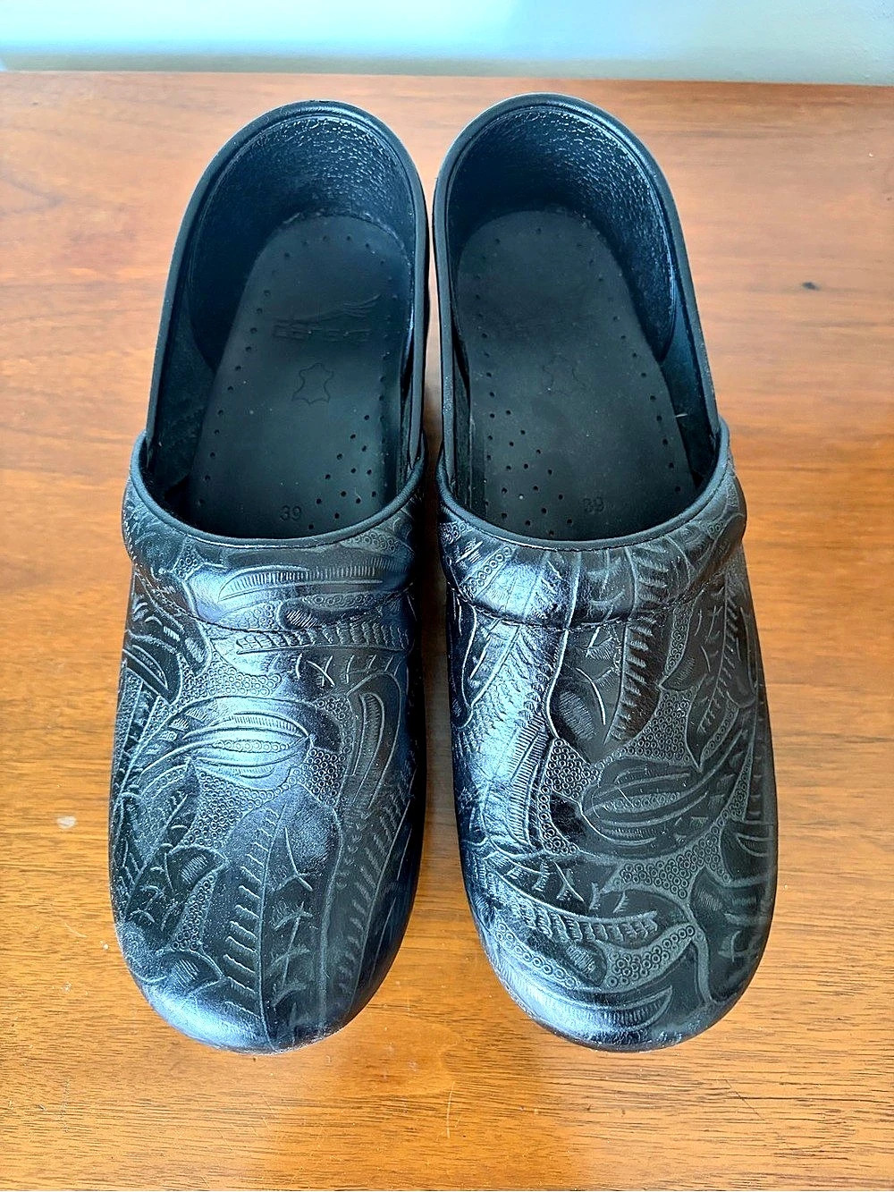 Dansko Professional Embossed Black Clogs 39